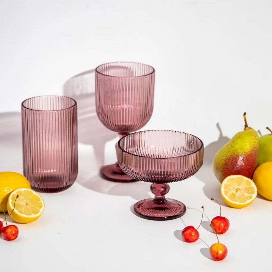 Altom Skleněný pohár na zmrzlinu Selena 310 ml, růžová, sada 6 ks - main (1)