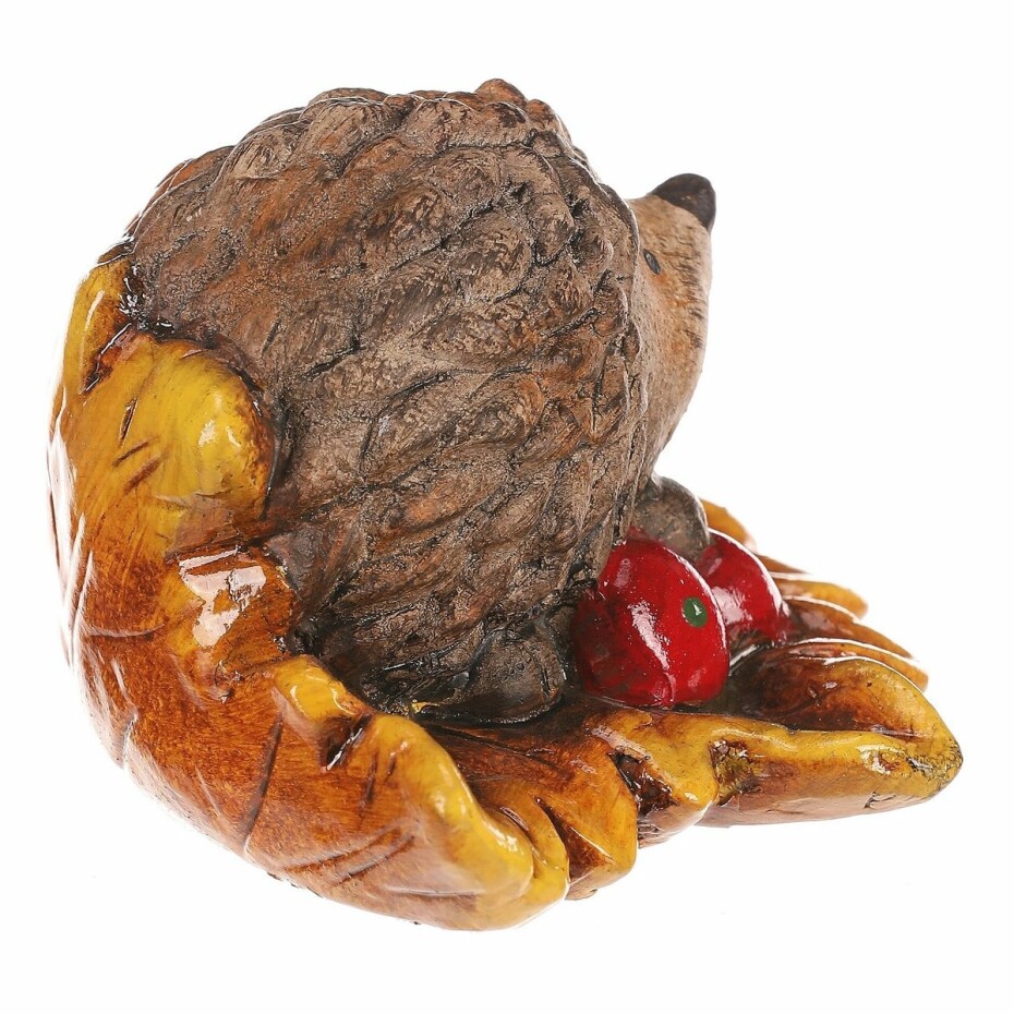 Ježek s červenými bobulemi na listu, keramika, 10 x 15 x 8 cm - main (4)