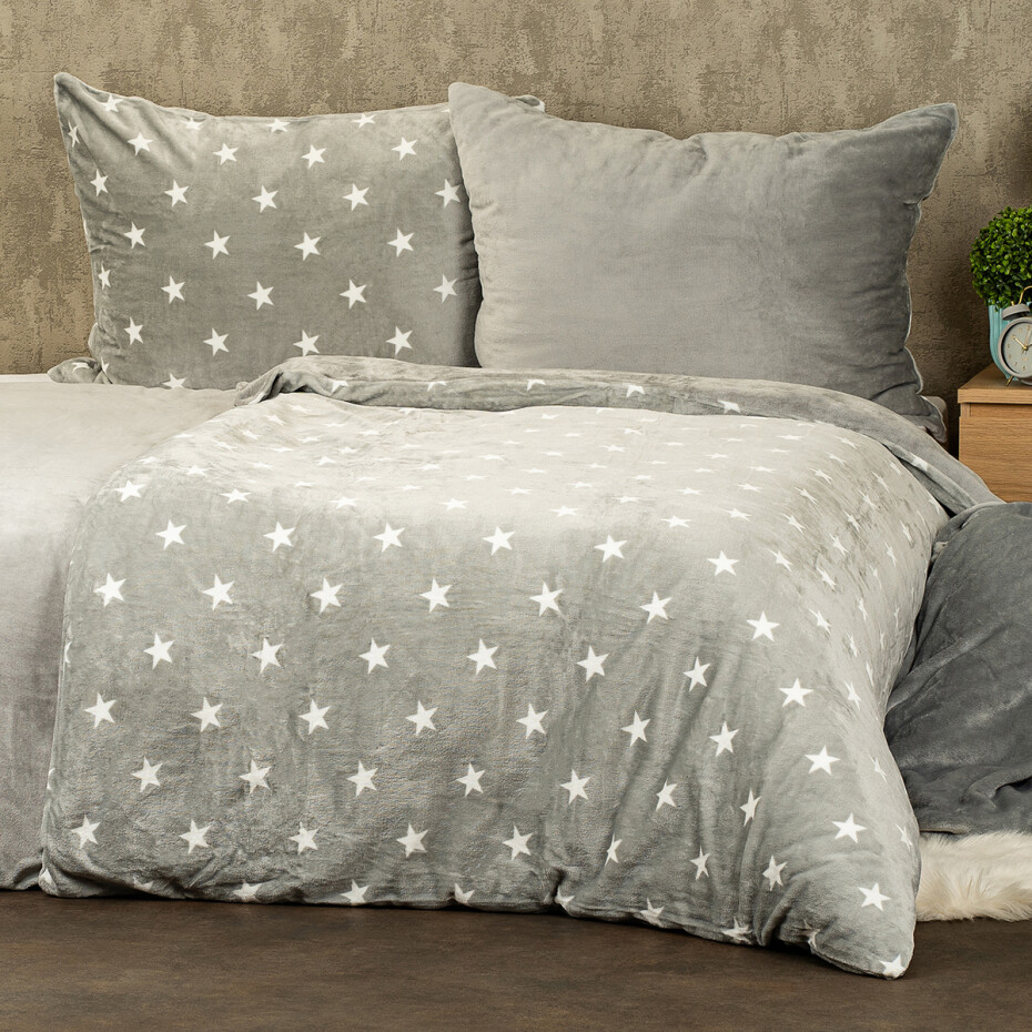 4Home Povlečení mikroflanel Stars grey, 140 x 200 cm, 70 x 90 cm - main (0)