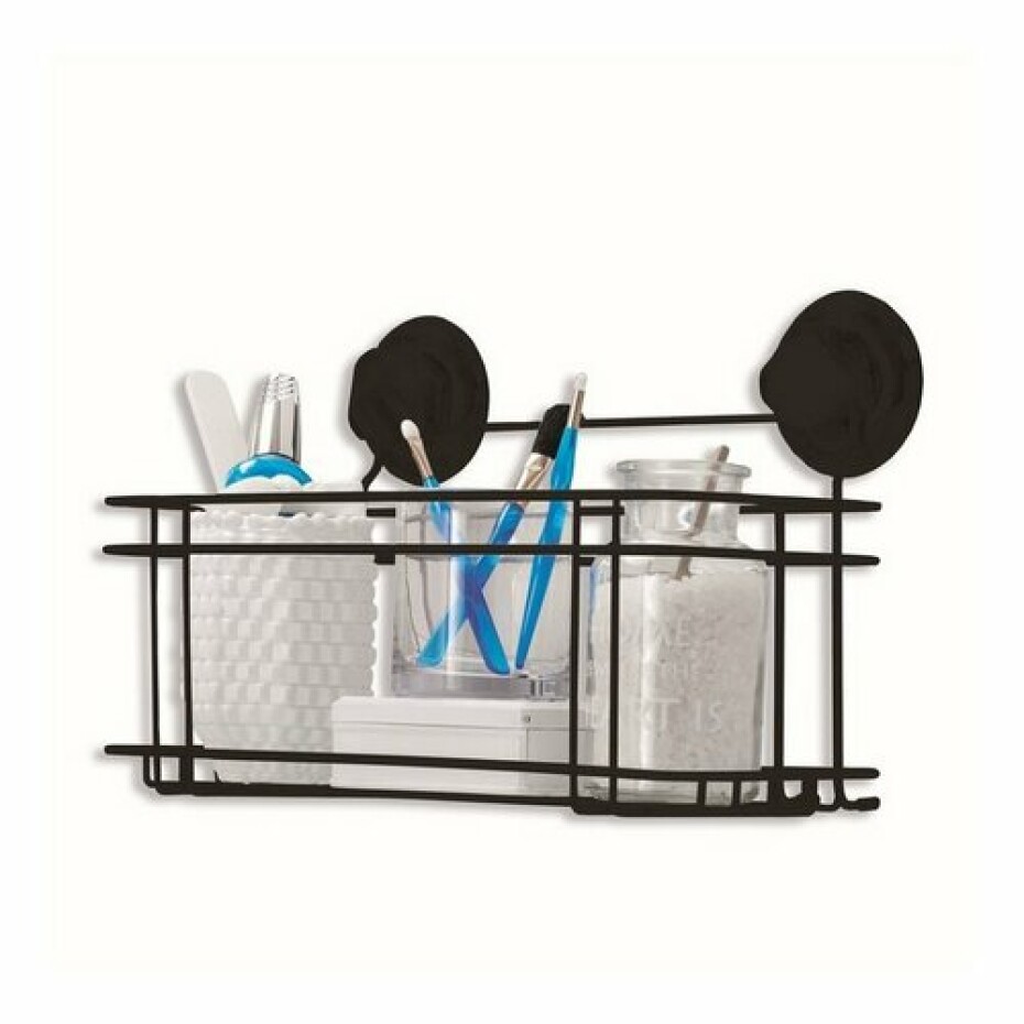 Velká polička na zeď Compactor Bestlock Black s přísavkami - bez vrtání, nosnost až 12 kg - main (0)