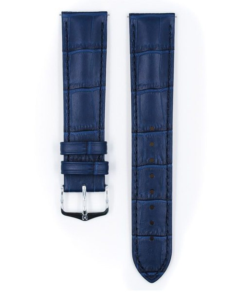 Řemínek Hirsch Duke - modrý, 20 mm S – Kratší délka spona 18 mm Stříbrná - Bazar - 20 mm - S – Kratší délka - 18 mm - Stříbrná - main (1)