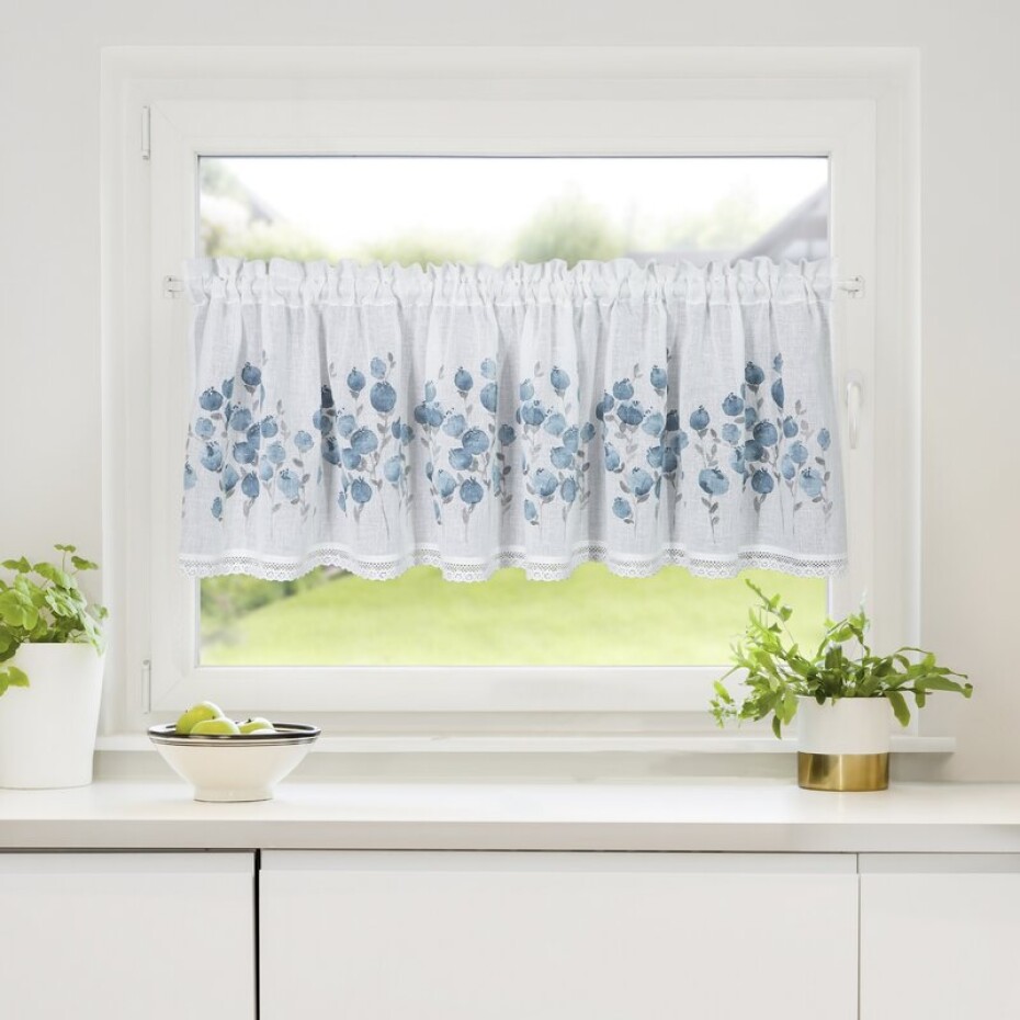 ArtFir Záclona POLA P | modré květiny 150 x 60 cm - main (1)