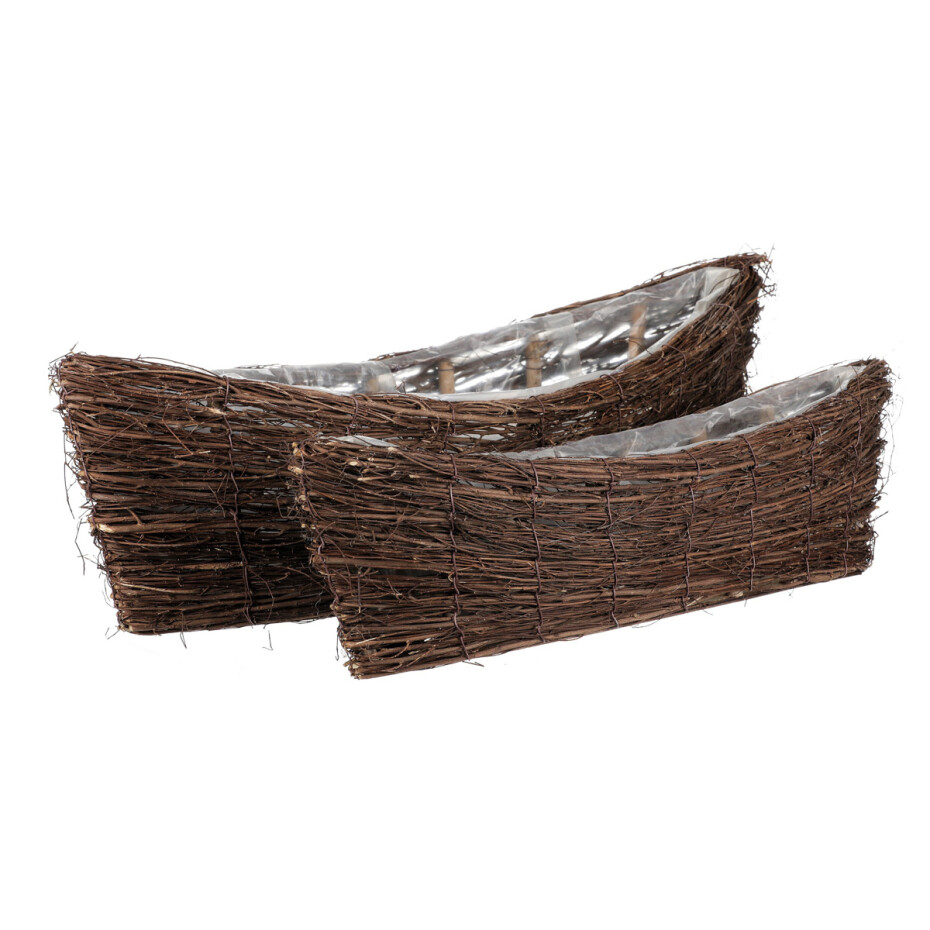 Sada truhlíků na květiny z révového proutí, 2 ks, 2 velikosti, lodička, 61 x 21 x 17 cm - main (0)