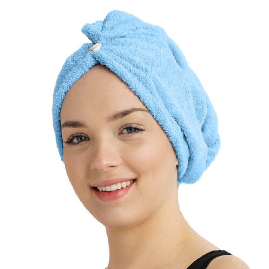 Rychleschnoucí froté turban na vlasy modrá - main (0)