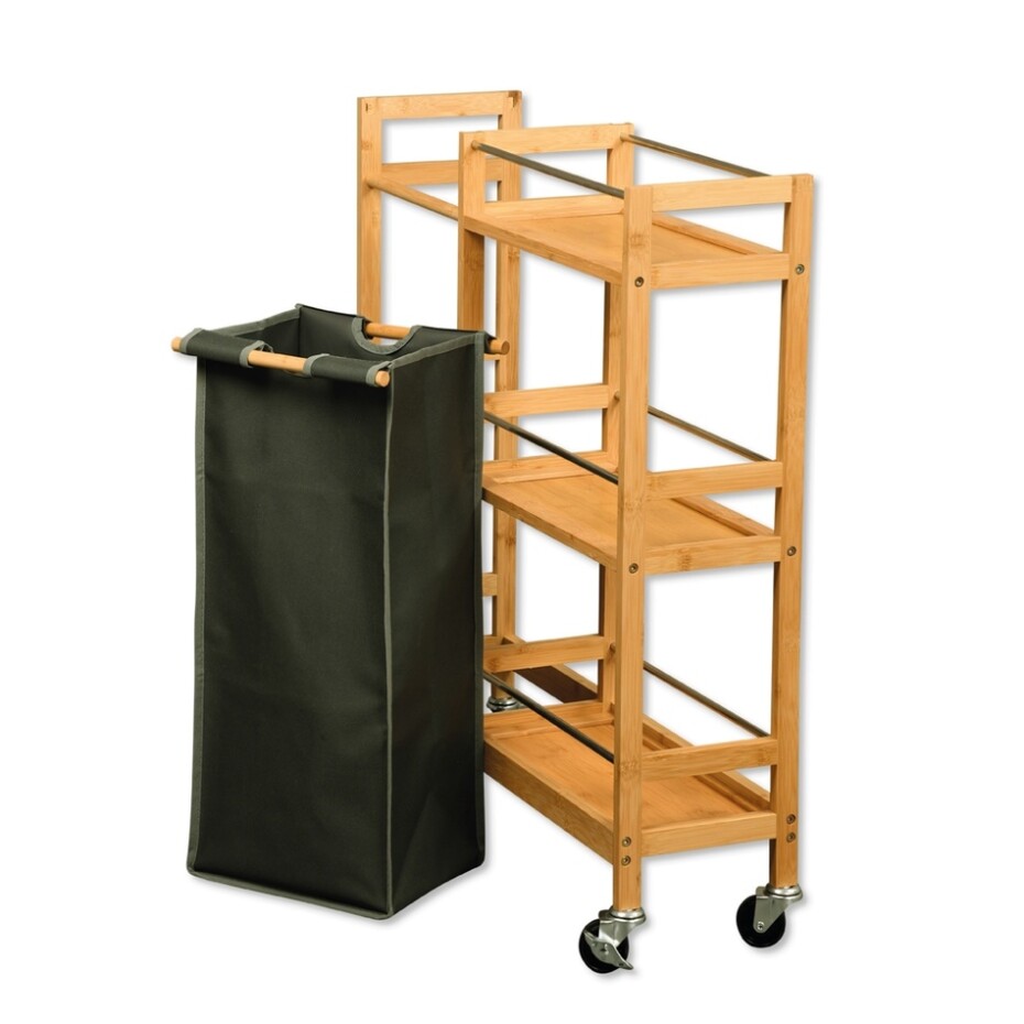 Kesper 24857 Police na kolečkách s košem na lahve bambus, 78 x 20 x 68 cm - main (3)