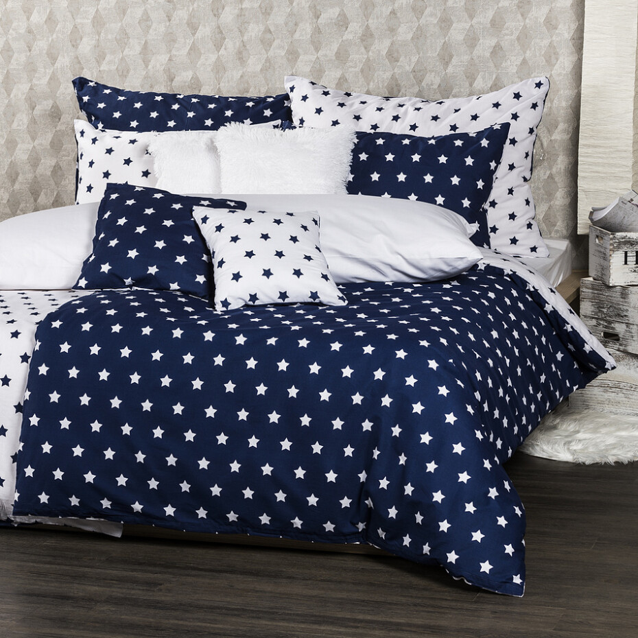 4Home Bavlněné povlečení Stars Navy blue, 140 x 200 cm, 70 x 90 cm - main (6)