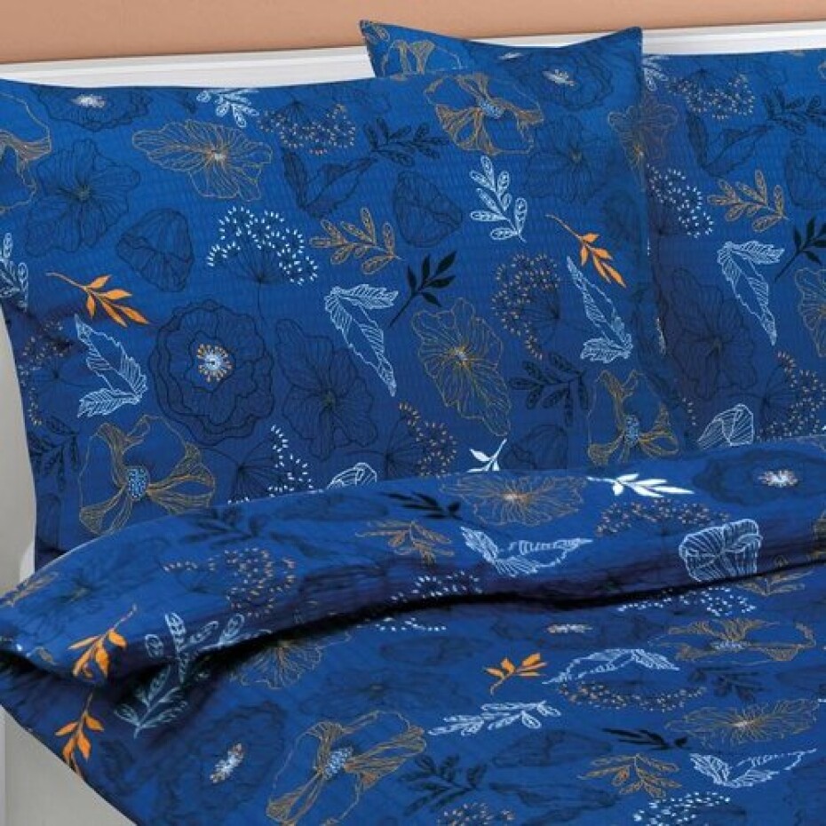 Bellatex Krepové povlečení Louka modrá tmavá, 140 x 200 cm, 70 x 90 cm - main (1)