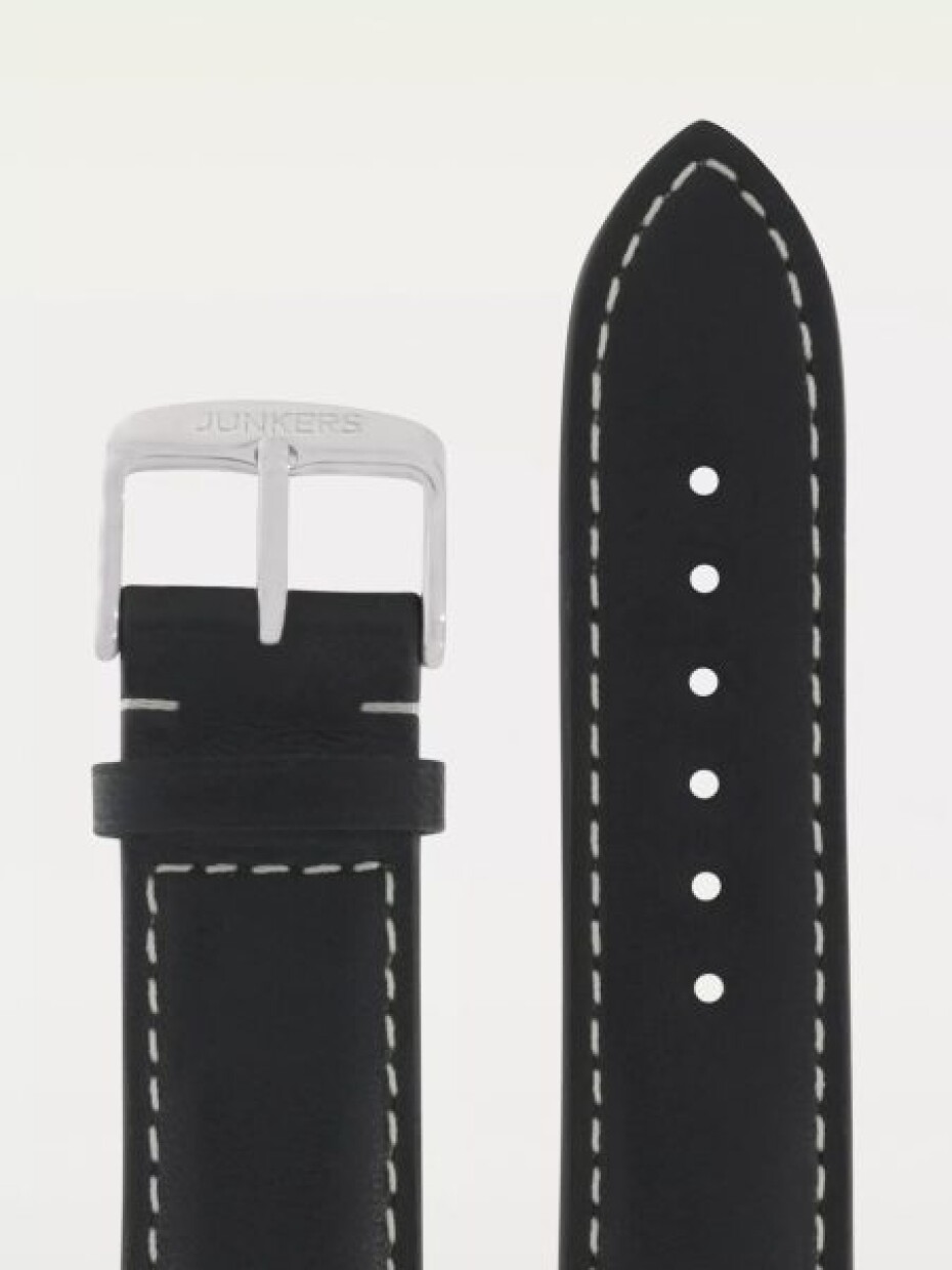 Kožený řemínek Junkers 22mm - černý/bílé prošití - main (1)