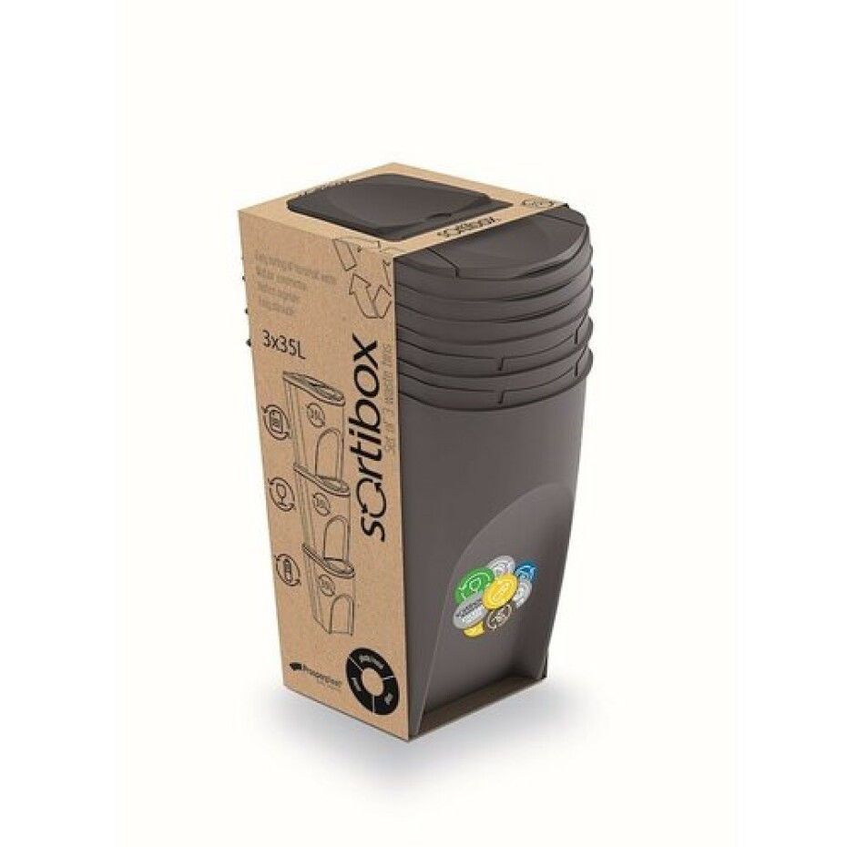 Koš na tříděný odpad Sortibox 35 l, 3 ks, šedá - main (1)