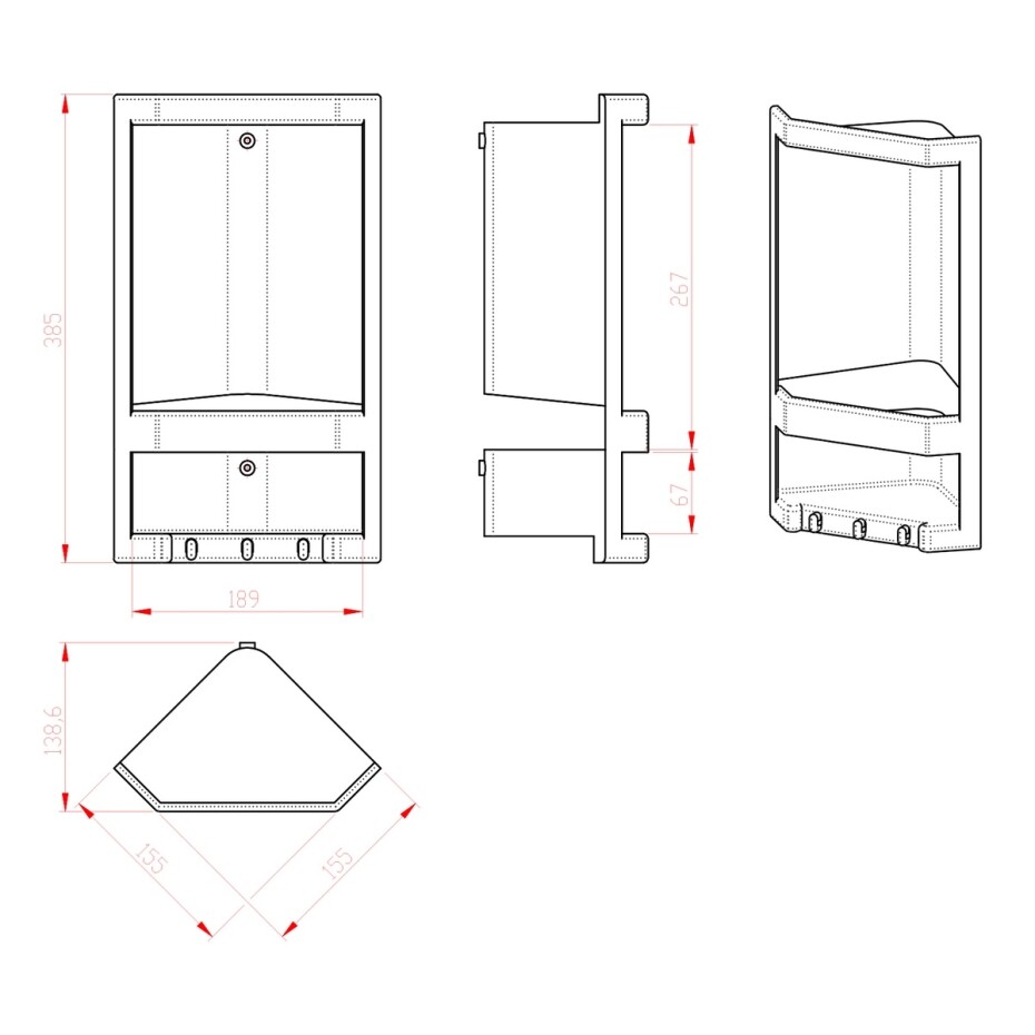 GEDY 8079 Junior dvoupatrová rohová polička, 18,9 x 38,5 x 13,9 cm, termoplast, bílá - main (1)