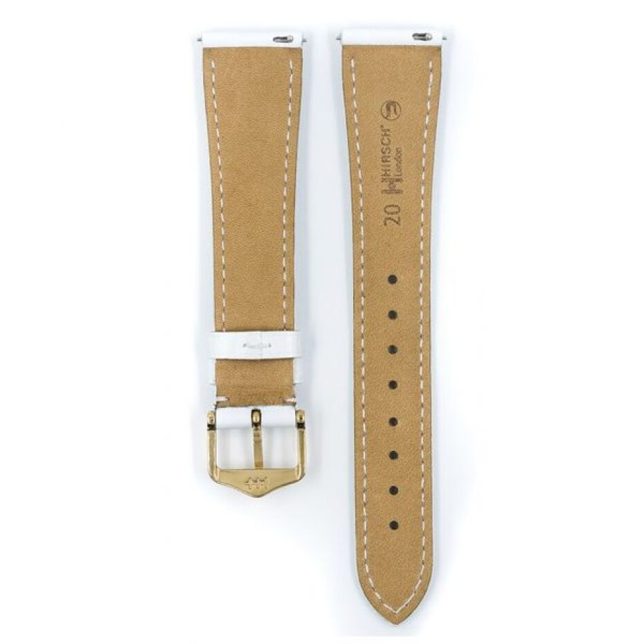 Řemínek Hirsch London Alligator - bílý, lesk - 18 mm - M – Střední délka - 16 mm - Zlatá - main (2)