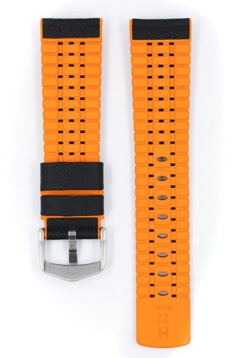Řemínek Hirsch Robby - oranžový - 24 mm - L – Standardní délka (doporučujeme) - 22 mm - Stříbrná - main (2)