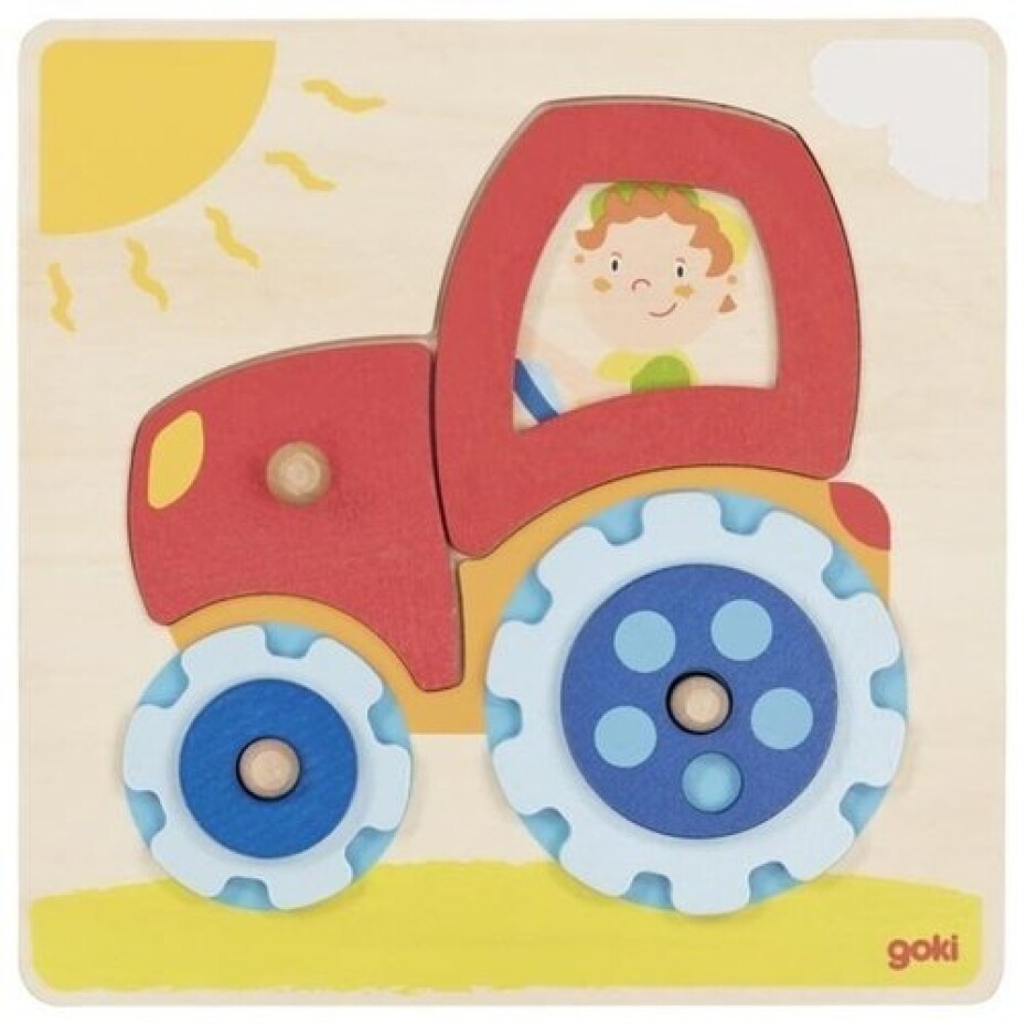 Dřevěné puzzle Traktor 6 dílků - main (0)