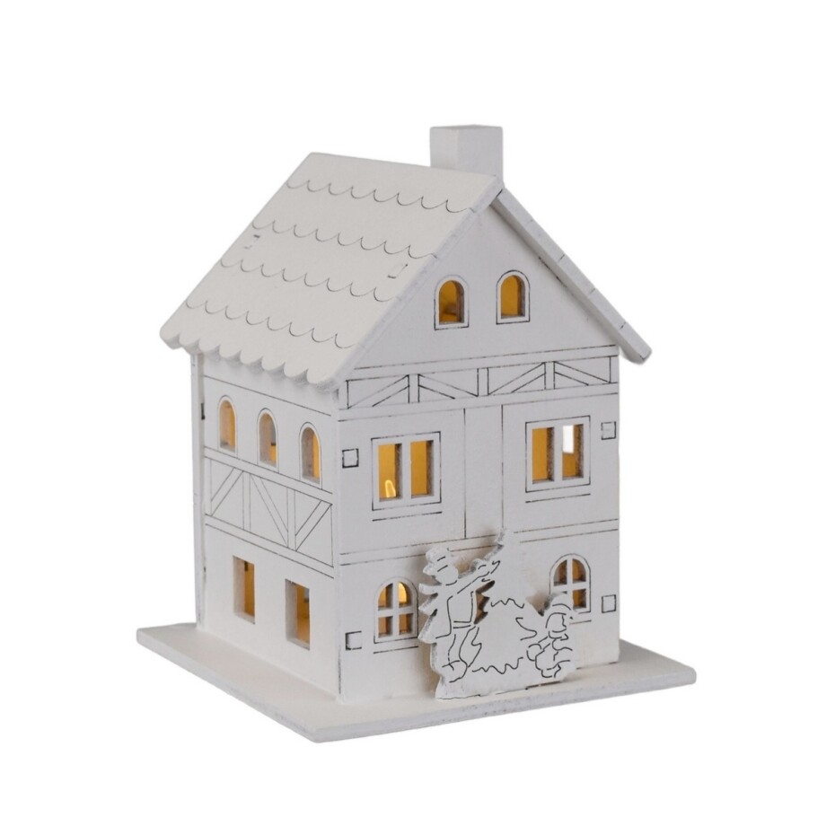 Vánoční svítící dekorace Dřevěný domek, 8 x 10 x 8 cm, LED - main (6)