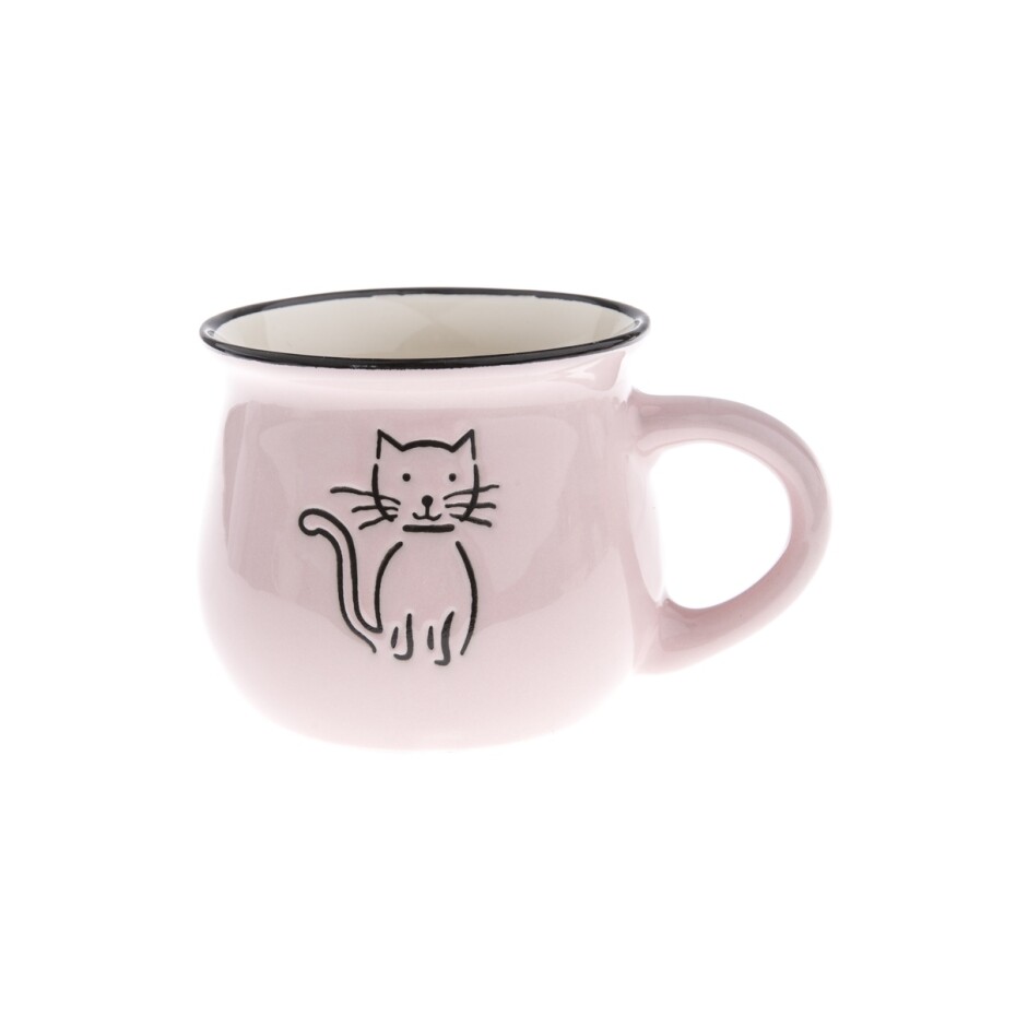 Keramický hrnek Kočka 75 ml, růžová - main (0)