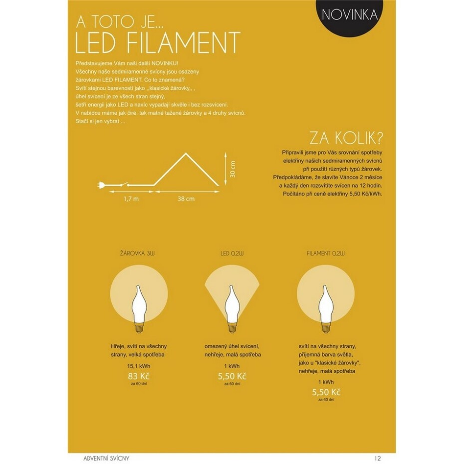 Adventní svícen s taženou žárovkou LED Filament, bílá - main (2)
