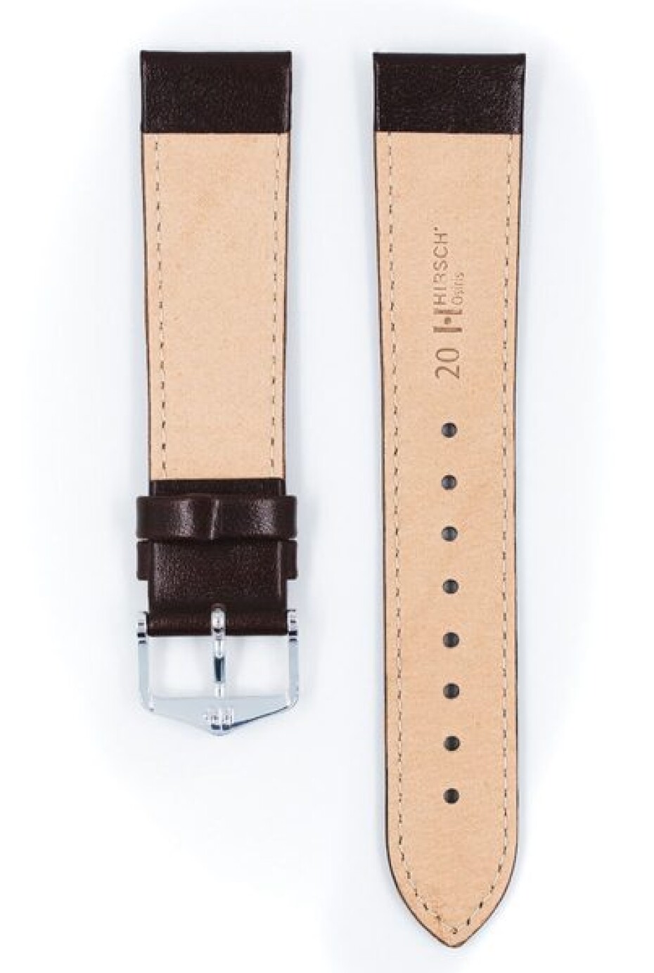 Řemínek Hirsch Osiris - hnědý - 22 mm - L – Standardní délka (doporučujeme) - 20 mm - Stříbrná - main (3)