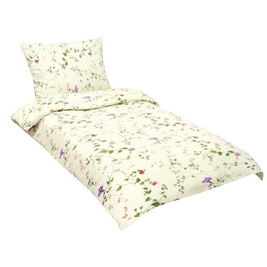 Bellatex Krepové povlečení Fialky smetanová, 140 x 220 cm, 70 x 90 cm - main (3)