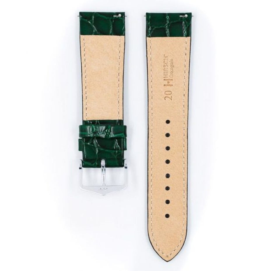 Řemínek Hirsch Crocograin (NO QR) - zelený - 16 mm - M – Střední délka - 14 mm - Zlatá - main (3)