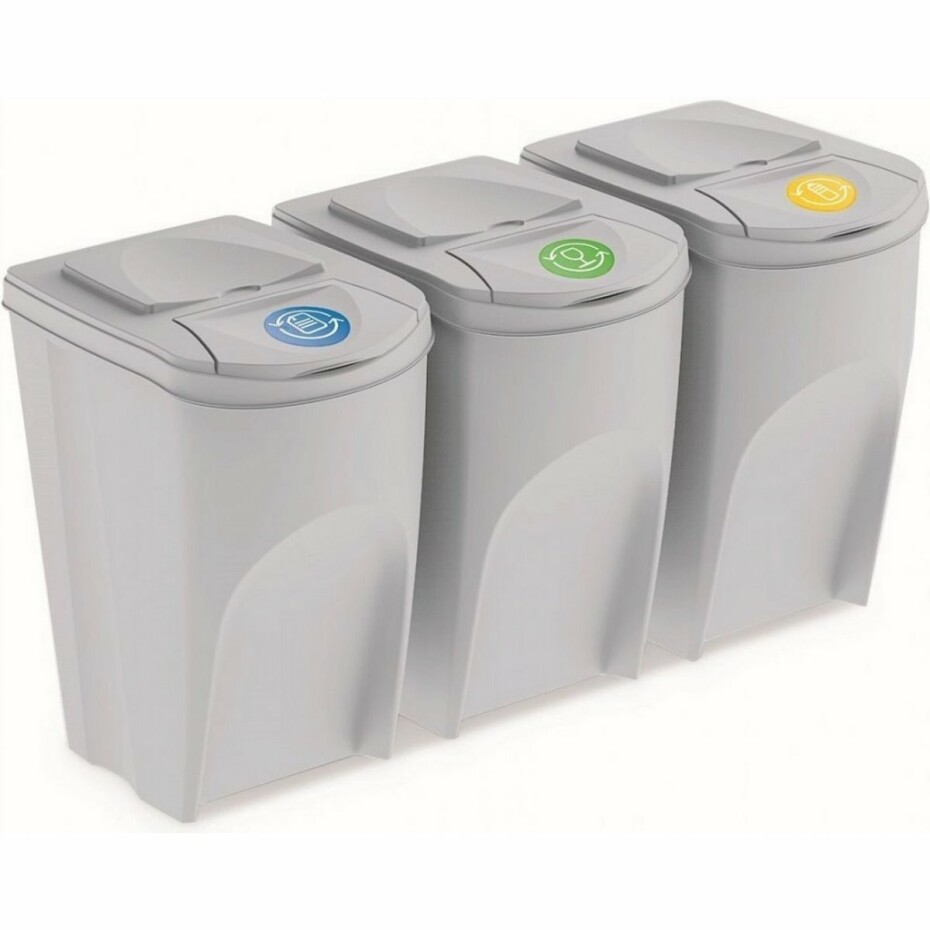 Koš na tříděný odpad Sortibox 35 l, 3 ks, popelavě šedá - main (1)