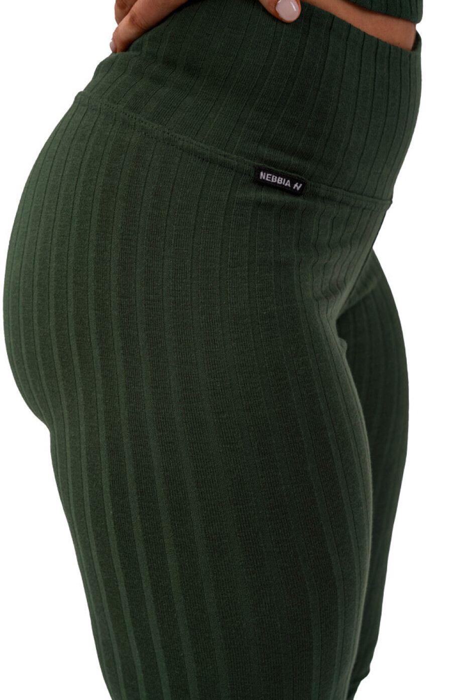 Dámské legíny Nebbia  Organic Cotton Ribbed High Waist Leggings 405 dark green M - main (4)
