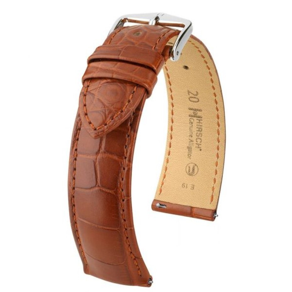 Řemínek Hirsch Genuine 2 alligator - zlatohnědý, mat - L - řemínek 22 mm (spona 20 mm) - main (0)