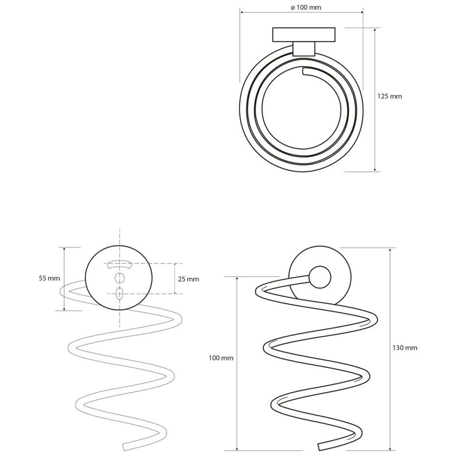 SAPHO XR002 X-Round držák fénu, spirálový, stříbrná - main (1)