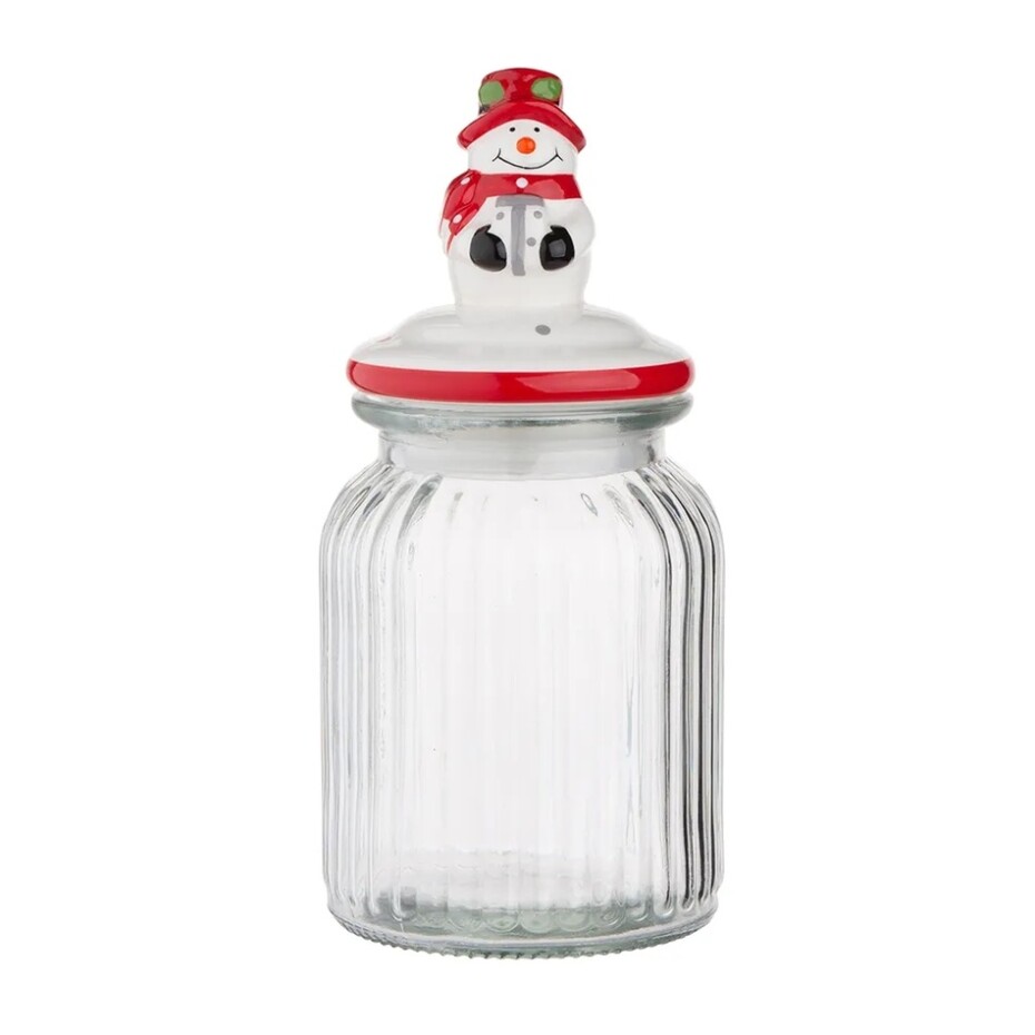 Altom Skleněná dóza s keramickým víčkem Snowman 900 ml - main (0)