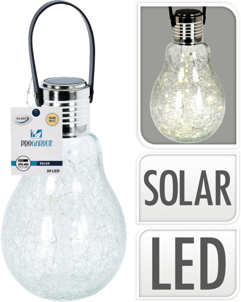 Solární LED osvětlení Žárovka, 7 x 26 cm, 30 LED, teplá bílá - main (2)