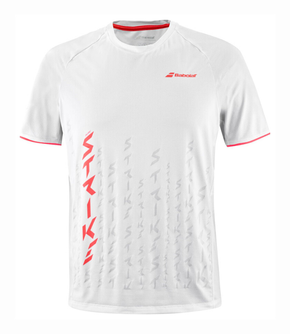 Pánské tričko Babolat  Strike Crew Neck Tee Men White/Strike Red XL - main (0)