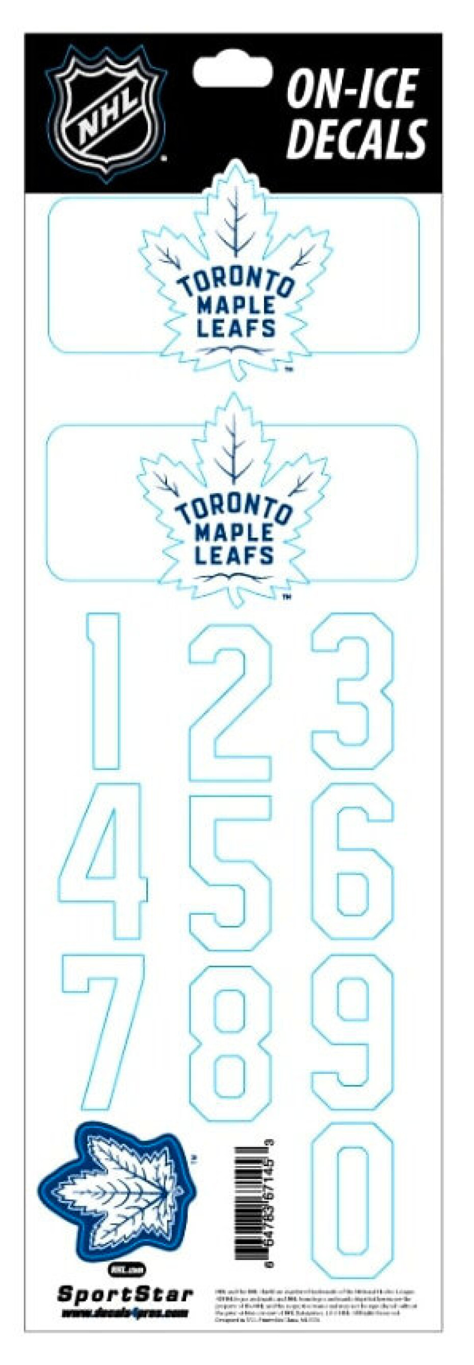 Čísla na helmu Sportstape  ALL IN ONE HELMET DECALS - TORONTO MAPLE LEAFS - DARK HELMET - main (0)