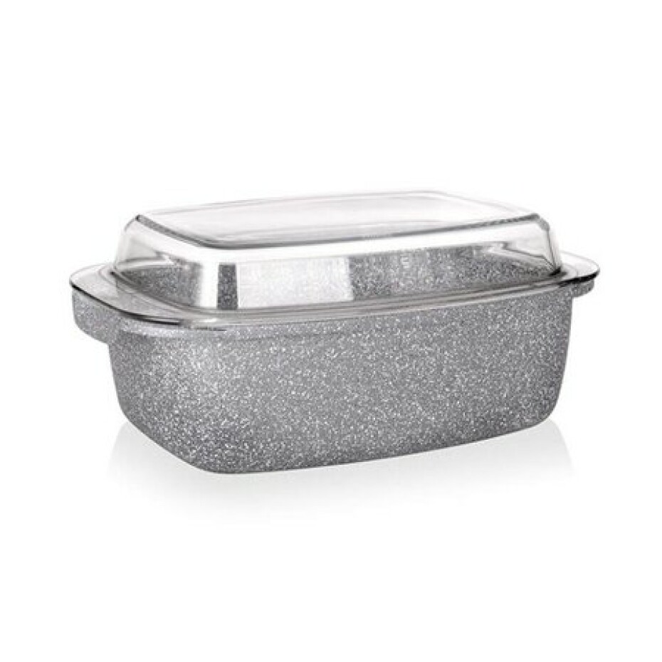 Banquet Pekáč s nepřilnavým povrchem GRANITE 32,5 x 21 x 11 cm, 5,7 l, se skleněnou poklicí  - main (0)