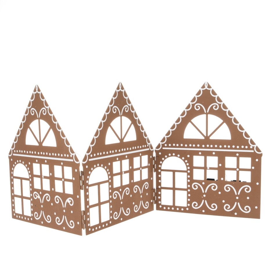 Vánoční kovová dekorace Three houses hnědá, 50 x 20 x 2,5 cm - main (0)