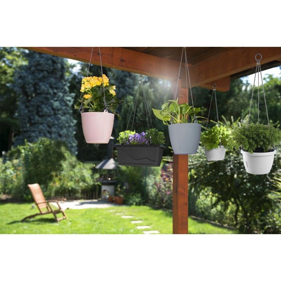 PLASTKON Závěsný květináč Ariella 18 cm - antracit - main (1)