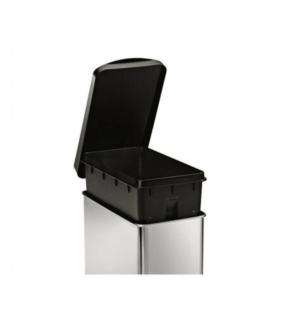 Pedálový odpadkový koš Simplehuman – 10 l, hranatý, plastové víko, matná nerez ocel - main (2)