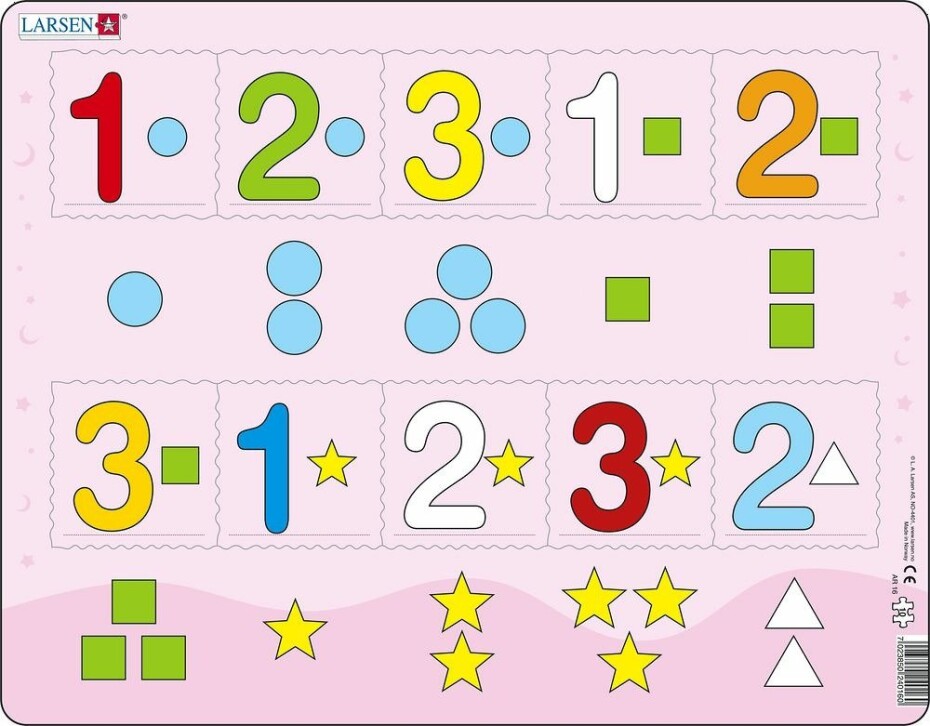 Puzzle MAXI - Čísla 1-3 s grafickými znaky/10 dílků - Lascal - main (0)