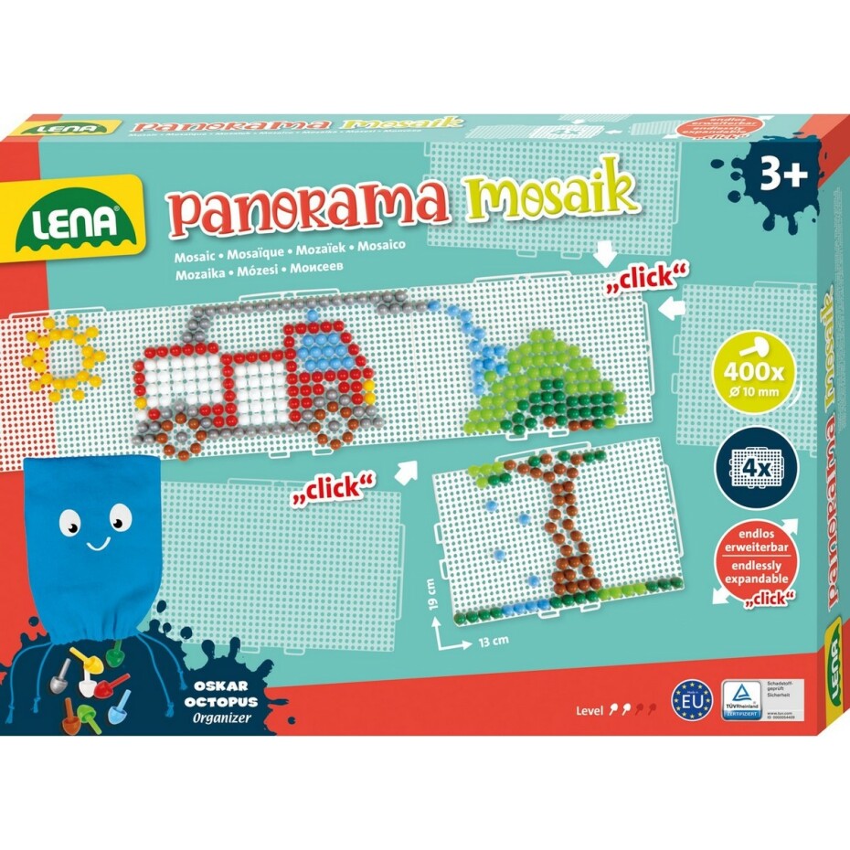 Lena Mozaika klobouček 1cm hladký barevný panorama XL 400ks v krabici 33x24x4,5cm 35617 - main (0)