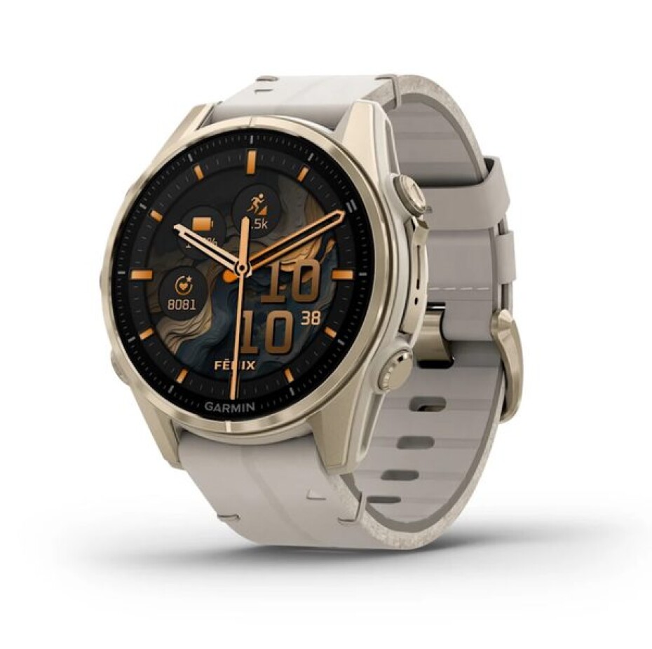 Garmin Fenix® 8 – 43 mm, AMOLED Sapphire, Soft Gold / Limestone s koženým řemínkem 010-02903-40 - main (0)