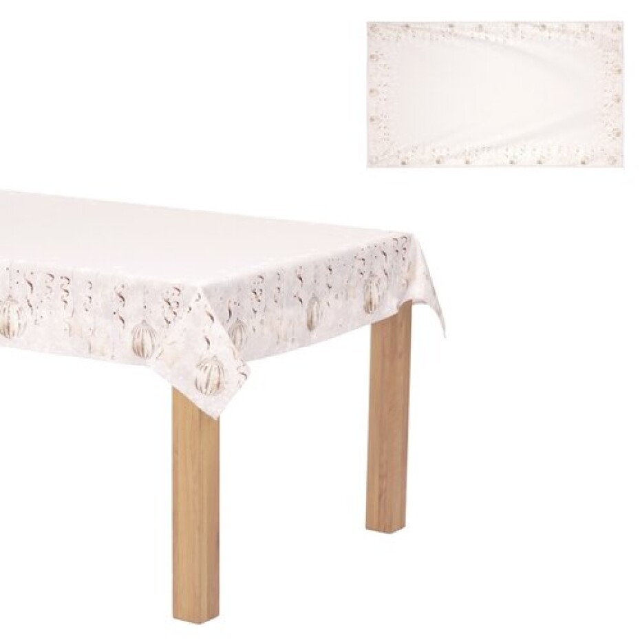 Ubrus s vánočním motivem - vánoční koule na šedivém podkladu, 130x220 cm,100 % polyester., 130 х 220 cm - main (2)