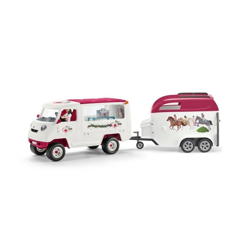 Schleich 42439 Mobilní veterinární  klinika s klisnou a ošetřovatelem, new - main (2)