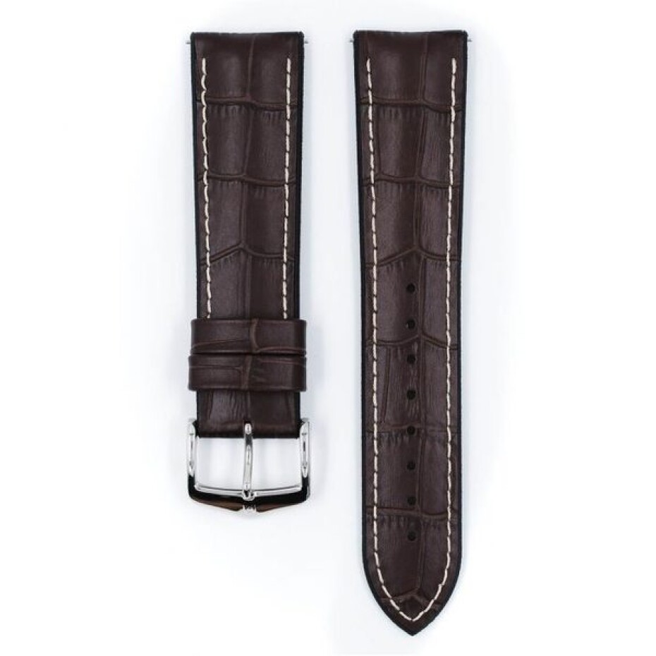 Řemínek Hirsch George - hnědý - 24 mm - L – Standardní délka (doporučujeme) - 22 mm - Stříbrná - main (1)
