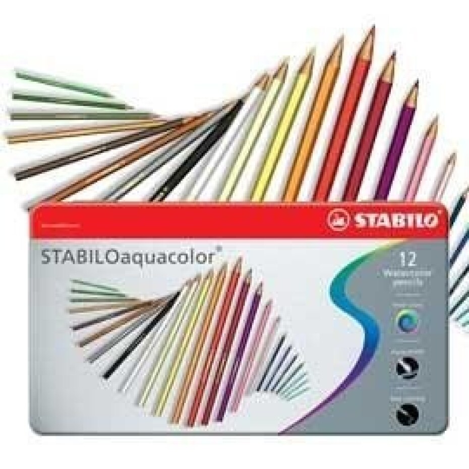 Pastelky STABILO aquacolor, sada 12 ks v kovovém pouzdru - main (0)