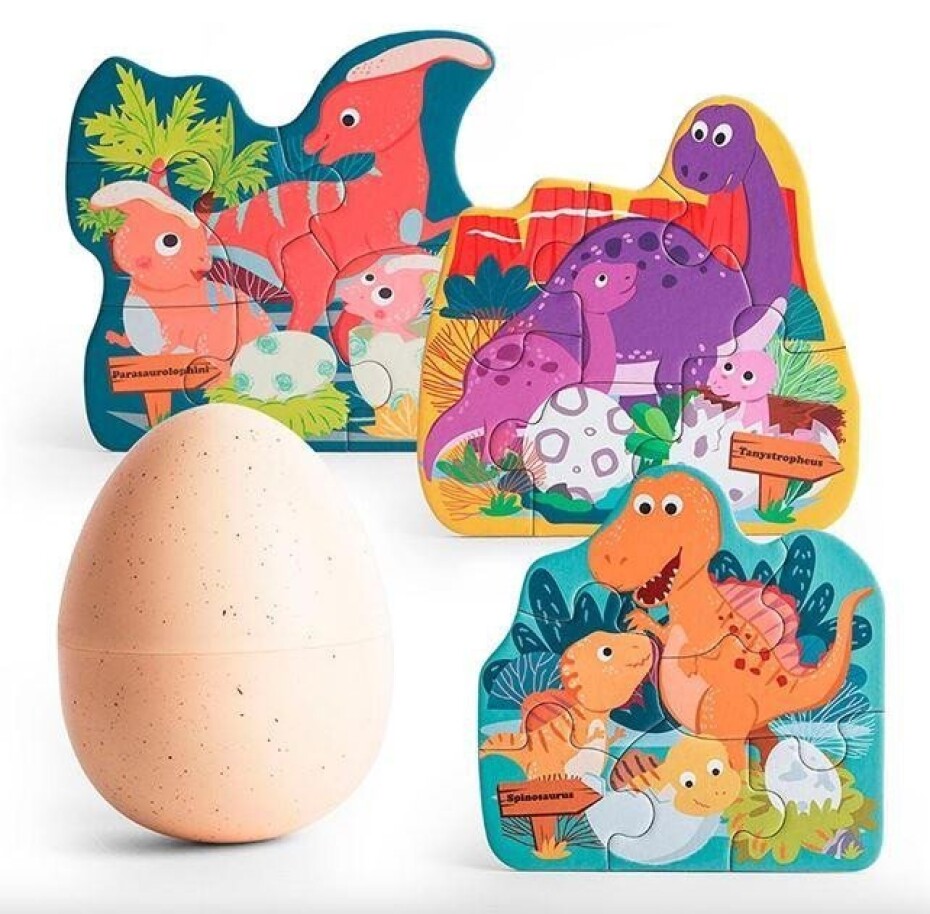 Puzzle Dinosauři ve vejci, dřevěné s hračkou - main (0)
