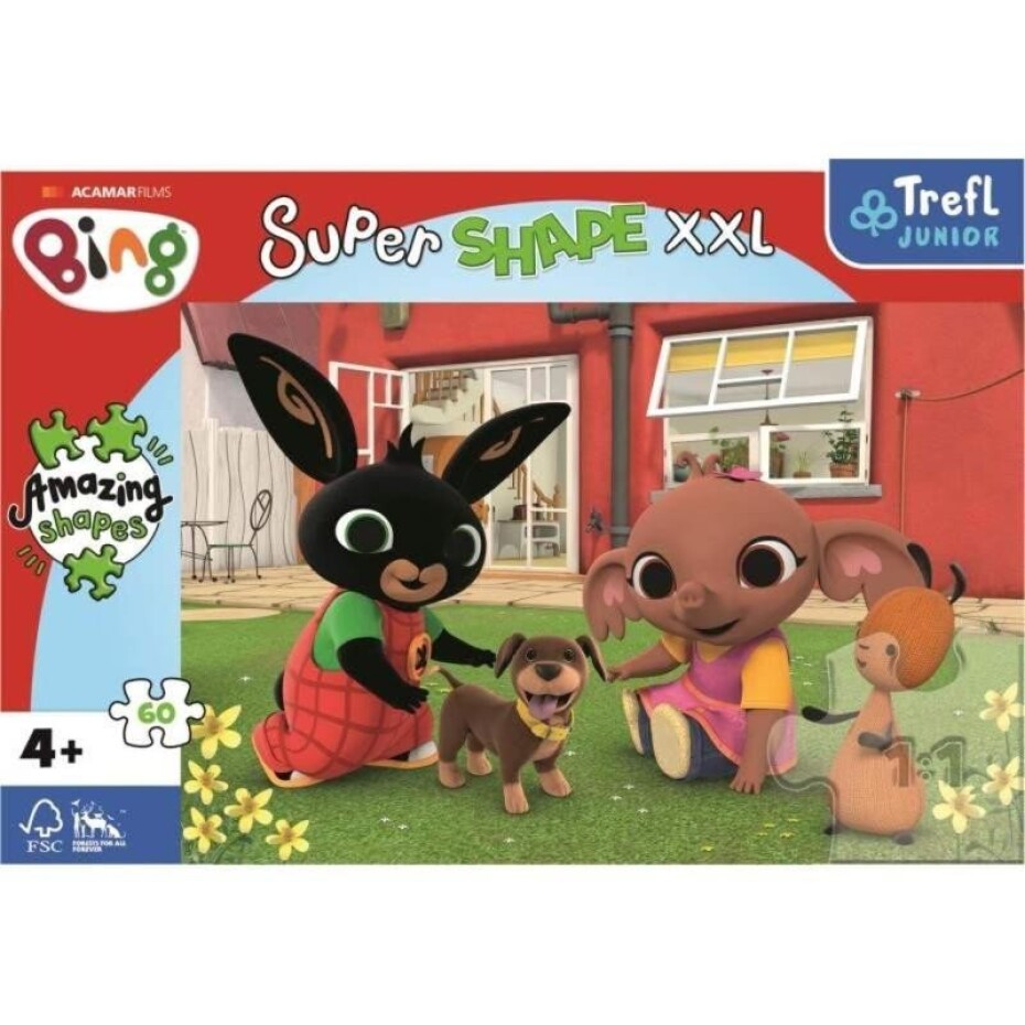 Trefl Puzzle Super Shape XXL Králíček Bing: Hra s pejskem 60 dílků - main (0)