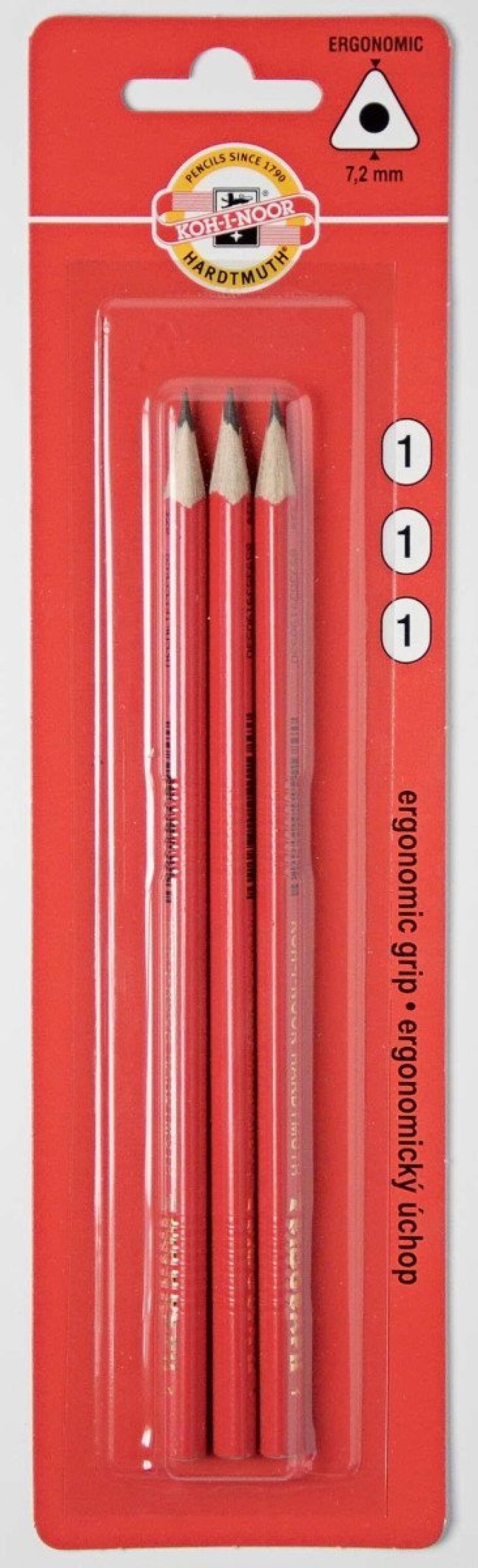 Koh-i-noor tužka grafitová trojhranná č.1/červená set 3 ks - main (0)