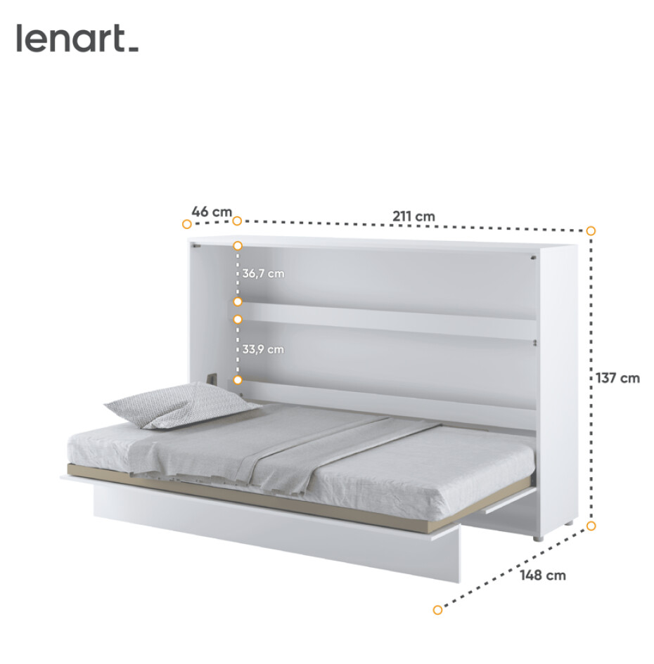 Dig-net nábytek Sklápěcí postel Lenart BED CONCEPT BC-05p | bílý lesk 120 x 200 cm - main (2)