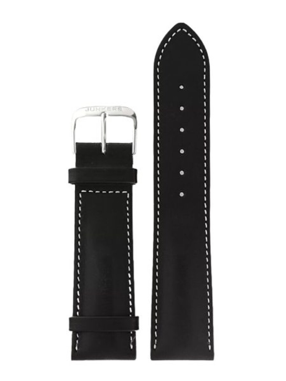 Kožený řemínek Junkers 22mm - černý/hladký/bílé prošití - main (0)