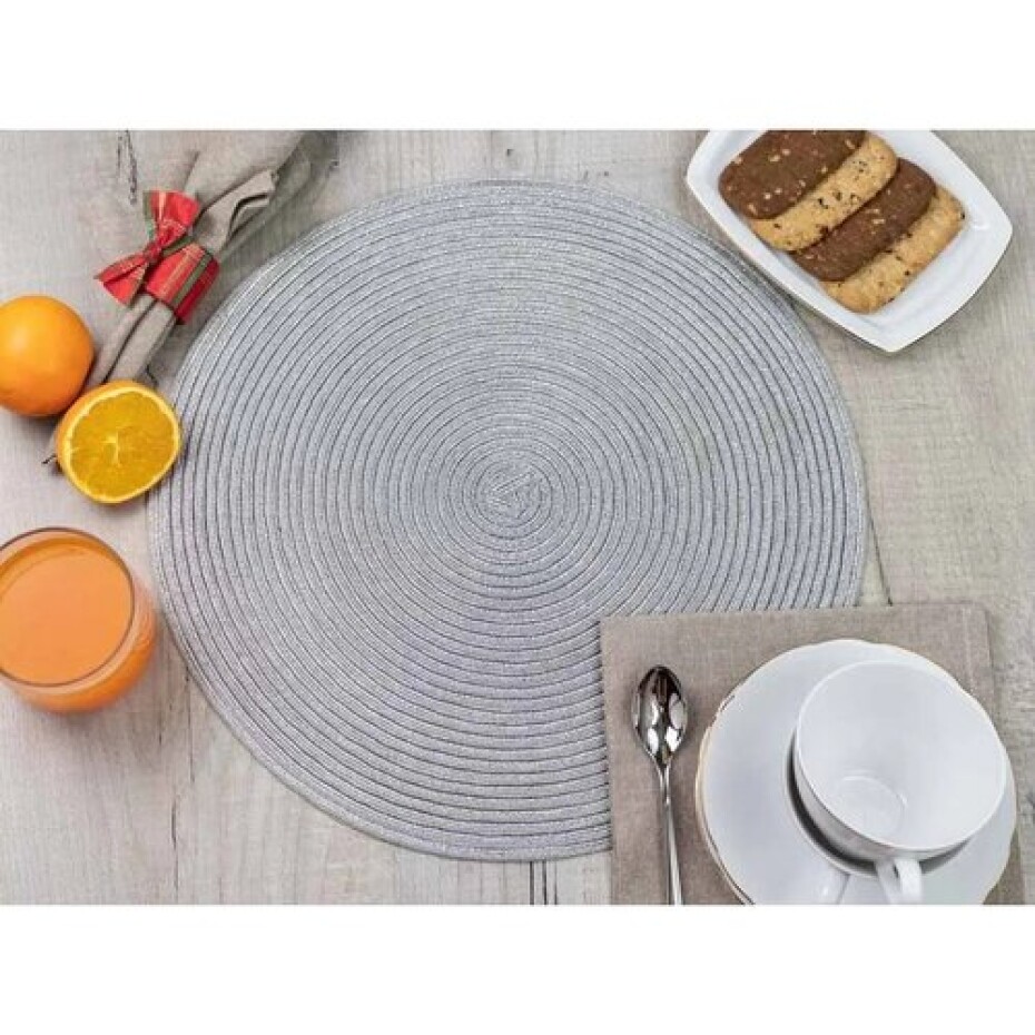 Altom Prostírání Straw stříbrná, pr. 38 cm, sada 4 ks - main (2)