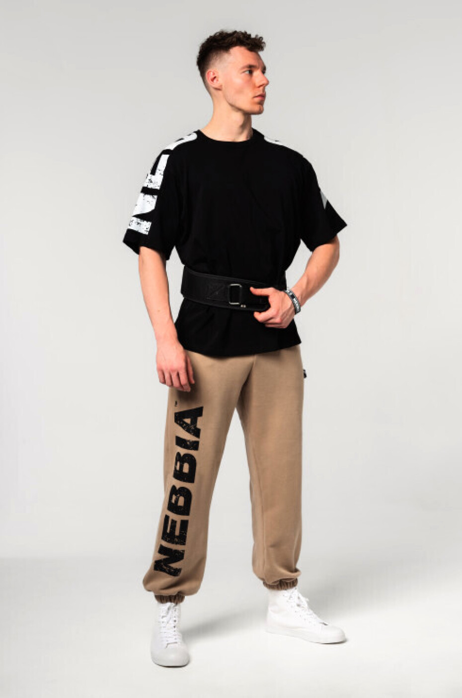 Pánské tepláky Nebbia  Gym Sweatpants Baggy Style GYM BRO Light Brown M - main (5)