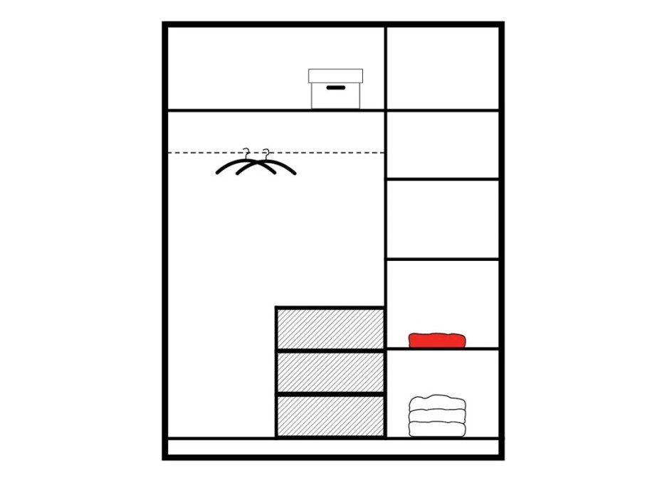 ArtStol Šatní skříň BALI D3 s nástavcem | bílá 147 cm - main (3)